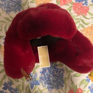 Michael Kors Red Faux Fur Hat